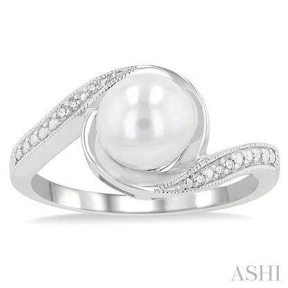 Silver Pearl Diamond Ring