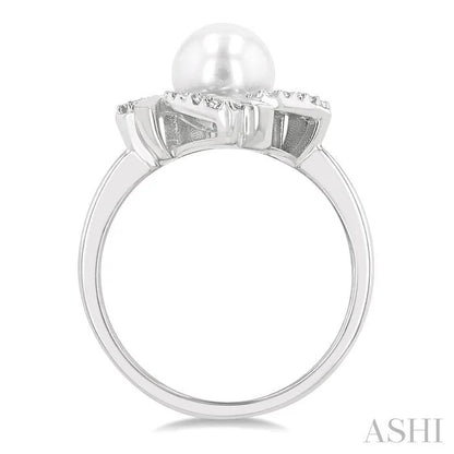 Silver Pearl Swirl Diamond Ring