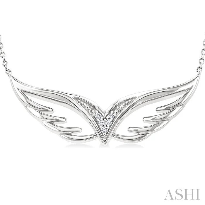 Silver Angel Wings Diamond Fashion Pendant