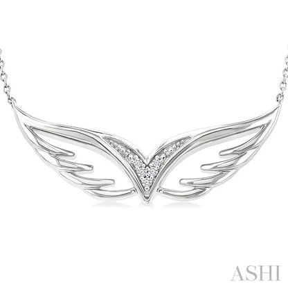 Silver Angel Wings Diamond Fashion Pendant
