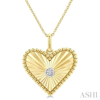 Gold Vermeil Heart Shape Fluted Medallion Diamond Pendant