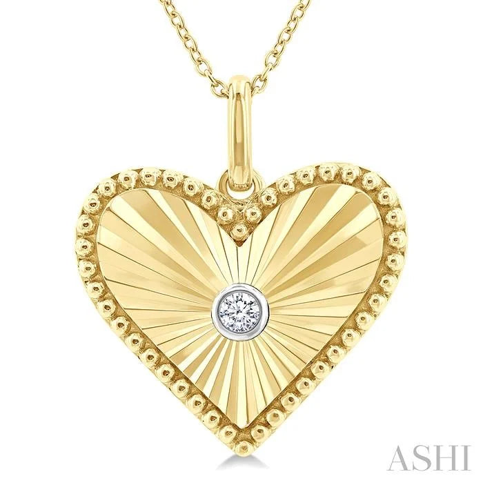 Gold Vermeil Heart Shape Fluted Medallion Diamond Pendant