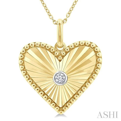 Gold Vermeil Heart Shape Fluted Medallion Diamond Pendant