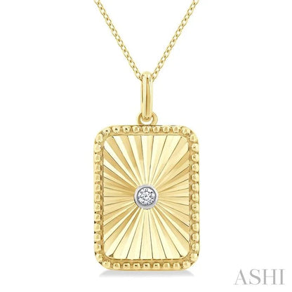 Gold Vermeil Rectangular Shape Fluted Medallion Diamond Pendant