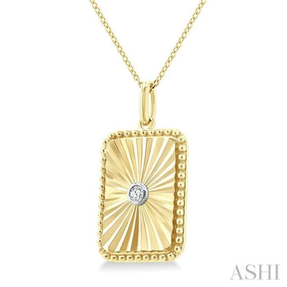 Gold Vermeil Rectangular Shape Fluted Medallion Diamond Pendant
