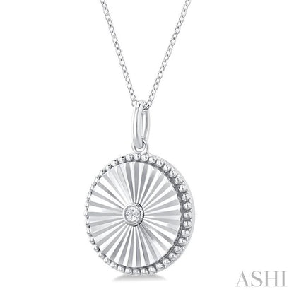 Silver Circle Shape Fluted Medallion Diamond Pendant