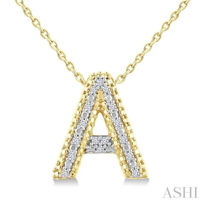 Gold Vermeil Bubble 'A' Initial Diamond Pendant