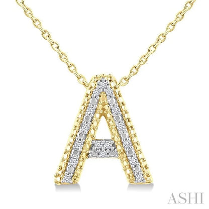 Gold Vermeil Bubble 'A' Initial Diamond Pendant