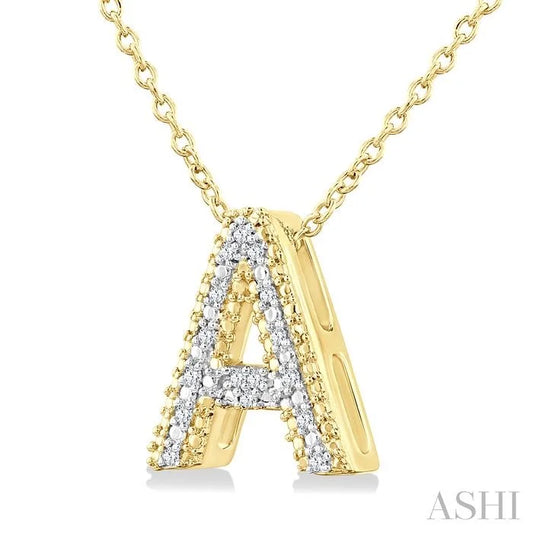 Gold Vermeil Bubble 'A' Initial Diamond Pendant