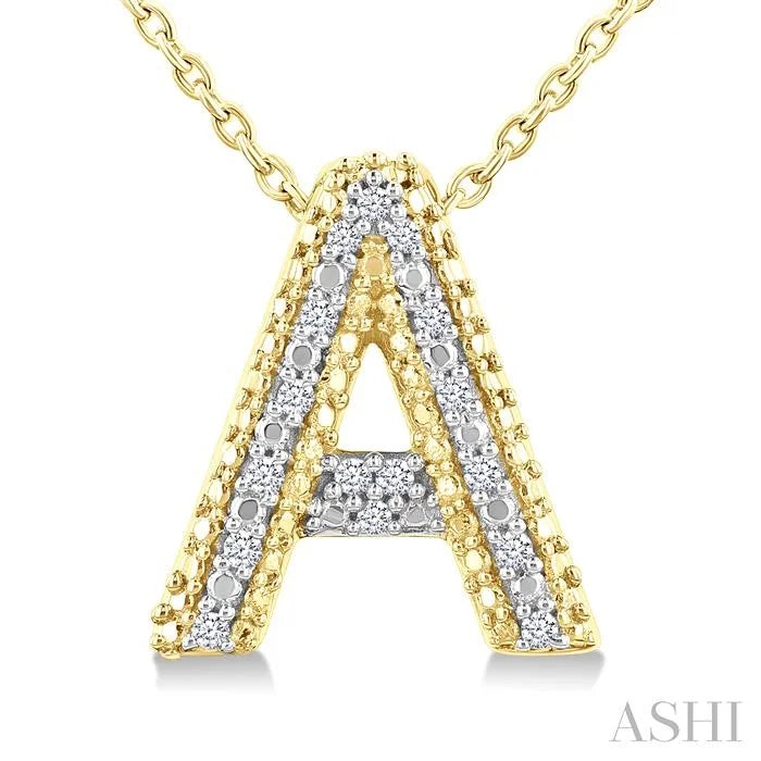 Gold Vermeil Bubble 'A' Initial Diamond Pendant