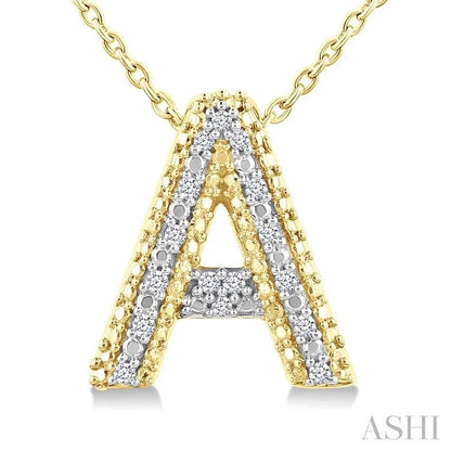 Gold Vermeil Bubble 'A' Initial Diamond Pendant