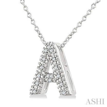 Silver Bubble 'A' Initial Diamond Pendant