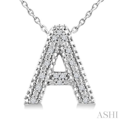 Silver Bubble 'A' Initial Diamond Pendant