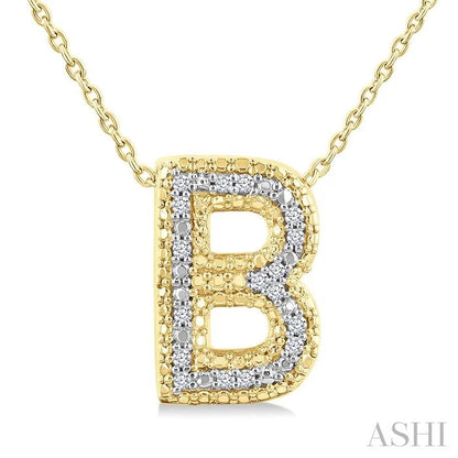 Gold Vermeil Bubble 'B' Initial Diamond Pendant