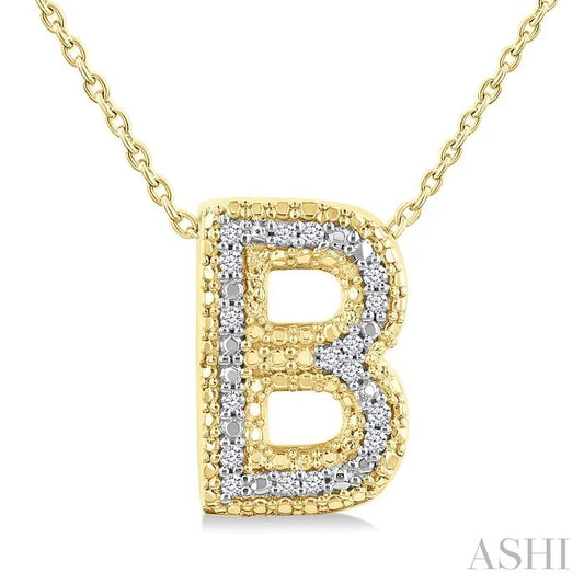 Gold Vermeil Bubble 'B' Initial Diamond Pendant