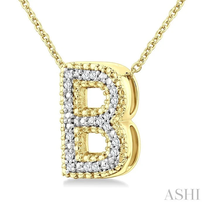Gold Vermeil Bubble 'B' Initial Diamond Pendant