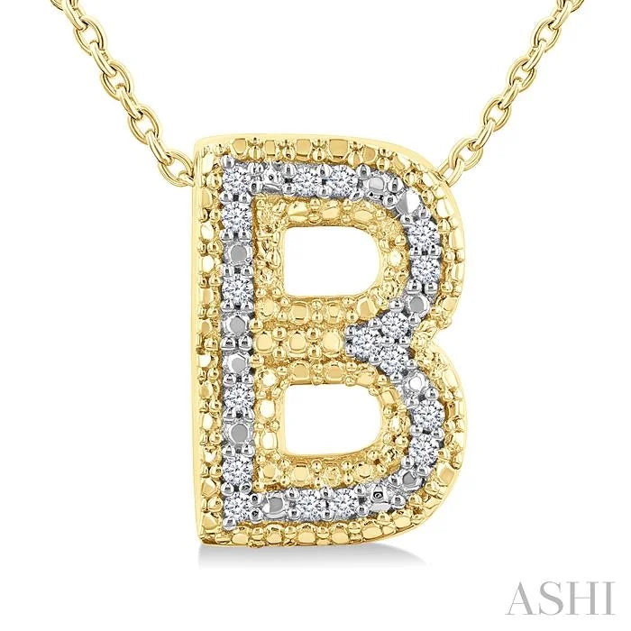 Gold Vermeil Bubble 'B' Initial Diamond Pendant