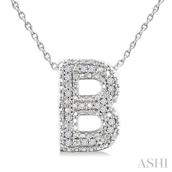 Silver Bubble 'B' Initial Diamond Pendant