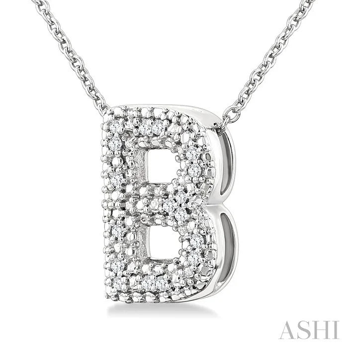 Silver Bubble 'B' Initial Diamond Pendant