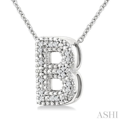 Silver Bubble 'B' Initial Diamond Pendant