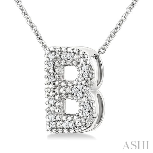 Silver Bubble 'B' Initial Diamond Pendant