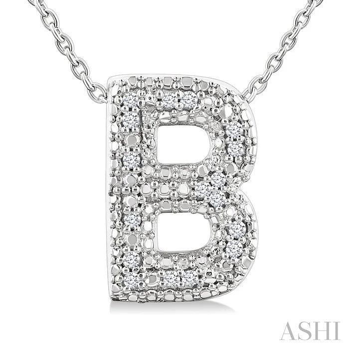Silver Bubble 'B' Initial Diamond Pendant
