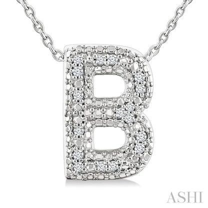 Silver Bubble 'B' Initial Diamond Pendant