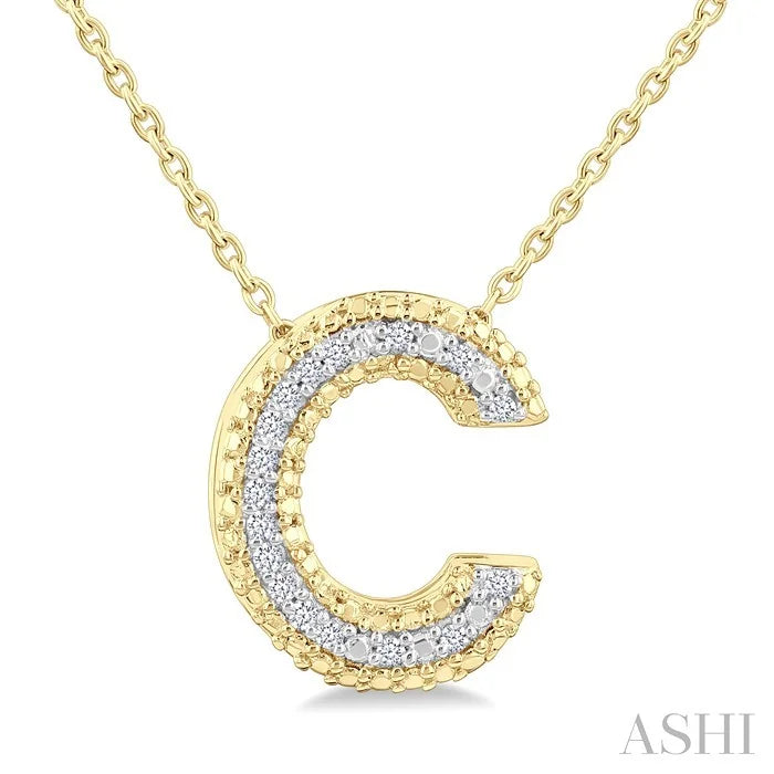 Gold Vermeil Bubble 'C' Initial Diamond Pendant