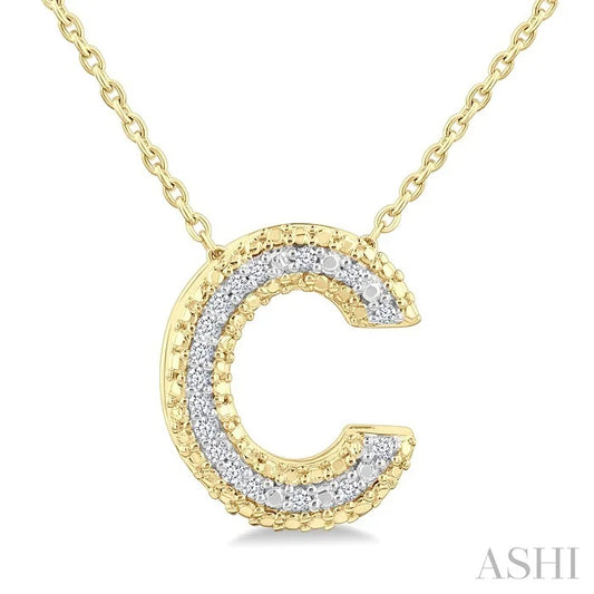 Gold Vermeil Bubble 'C' Initial Diamond Pendant