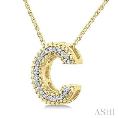 Gold Vermeil Bubble 'C' Initial Diamond Pendant