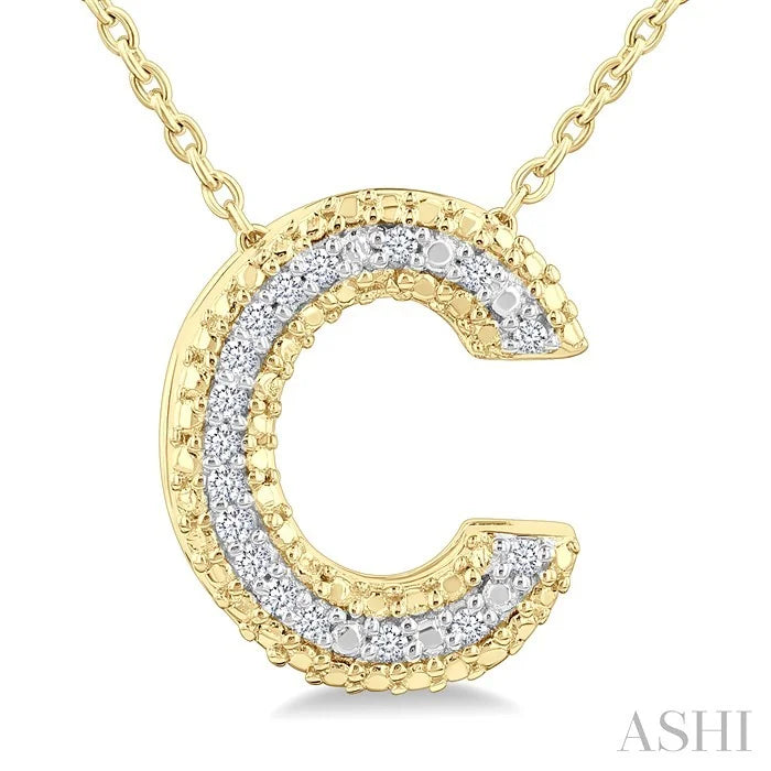 Gold Vermeil Bubble 'C' Initial Diamond Pendant