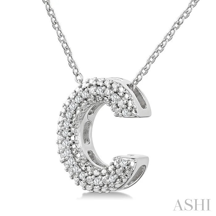 Silver Bubble 'C' Initial Diamond Pendant