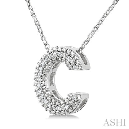 Silver Bubble 'C' Initial Diamond Pendant