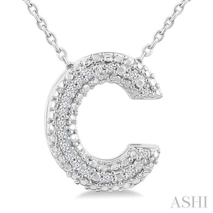Silver Bubble 'C' Initial Diamond Pendant