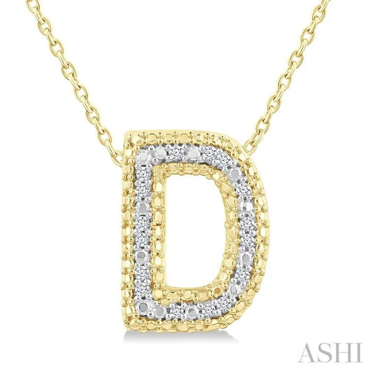 Gold Vermeil Bubble 'D' Initial Diamond Pendant