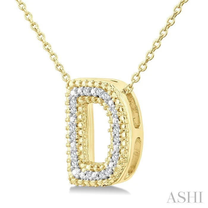 Gold Vermeil Bubble 'D' Initial Diamond Pendant