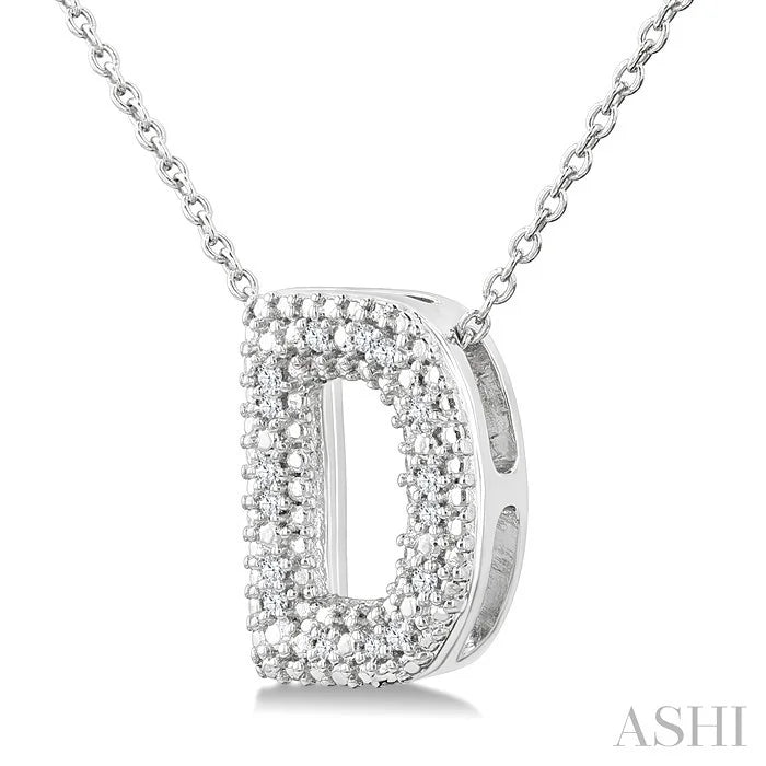 Silver Bubble 'D' Initial Diamond Pendant