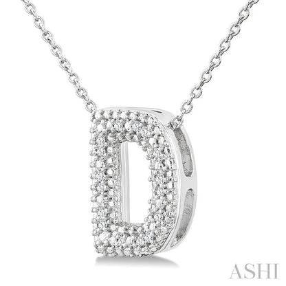 Silver Bubble 'D' Initial Diamond Pendant