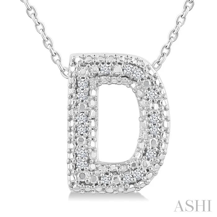 Silver Bubble 'D' Initial Diamond Pendant