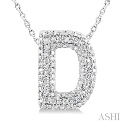 Silver Bubble 'D' Initial Diamond Pendant