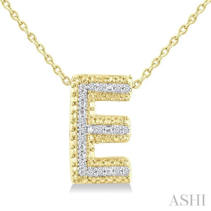 Gold Vermeil Bubble 'E' Initial Diamond Pendant