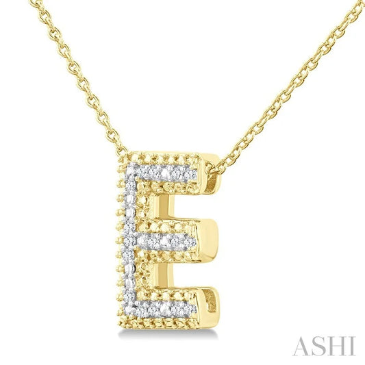 Gold Vermeil Bubble 'E' Initial Diamond Pendant
