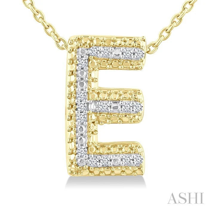 Gold Vermeil Bubble 'E' Initial Diamond Pendant