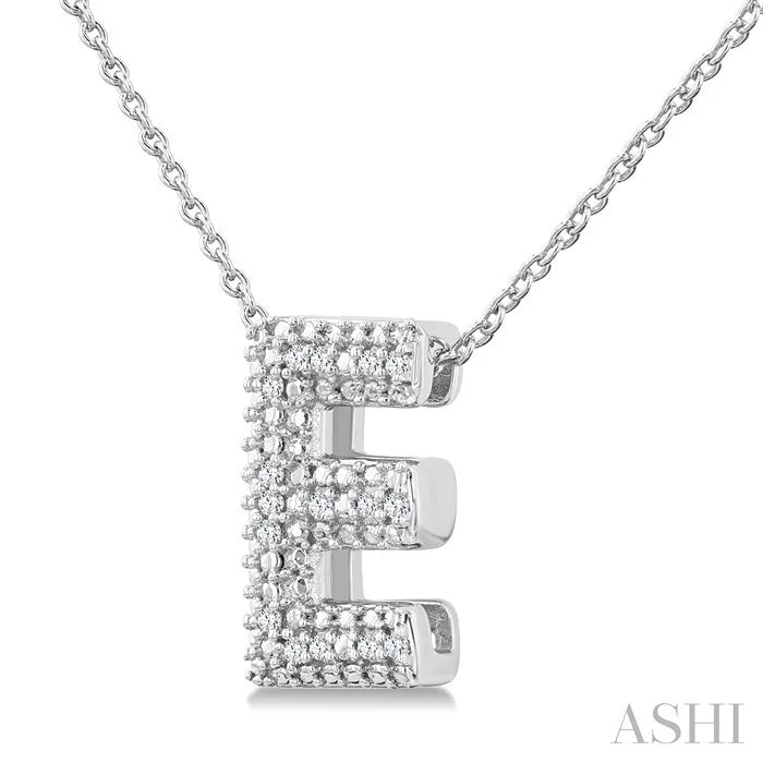 Silver Bubble 'E' Initial Diamond Pendant