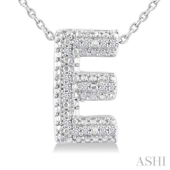 Silver Bubble 'E' Initial Diamond Pendant