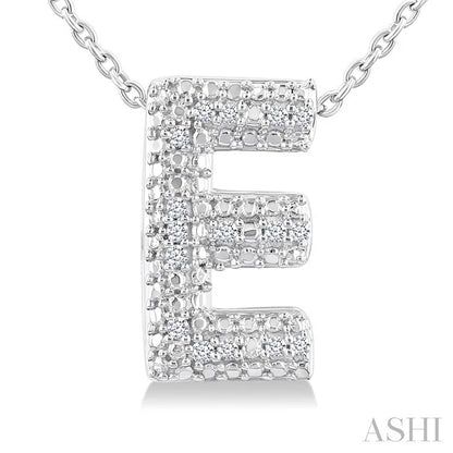 Silver Bubble 'E' Initial Diamond Pendant