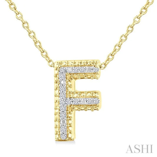 Gold Vermeil Bubble 'F' Initial Diamond Pendant