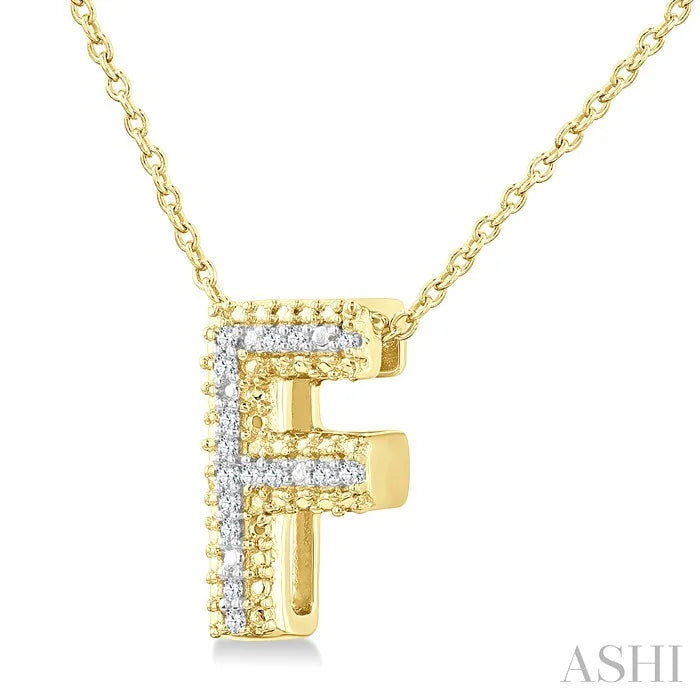 Gold Vermeil Bubble 'F' Initial Diamond Pendant