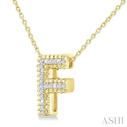 Gold Vermeil Bubble 'F' Initial Diamond Pendant