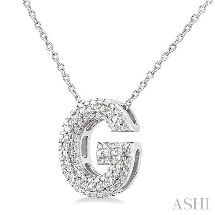 Silver Bubble 'G' Initial Diamond Pendant